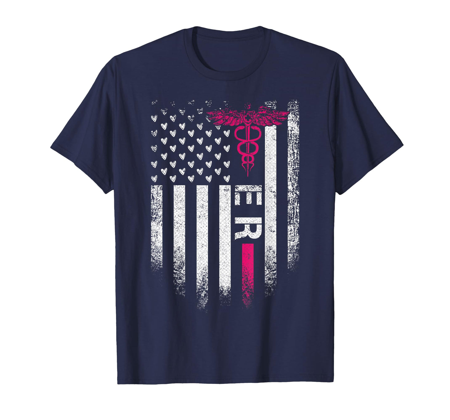 Vintage USA Flag ER Emergency Room Nurse Funny Nursing Women Kids Men T-Shirt