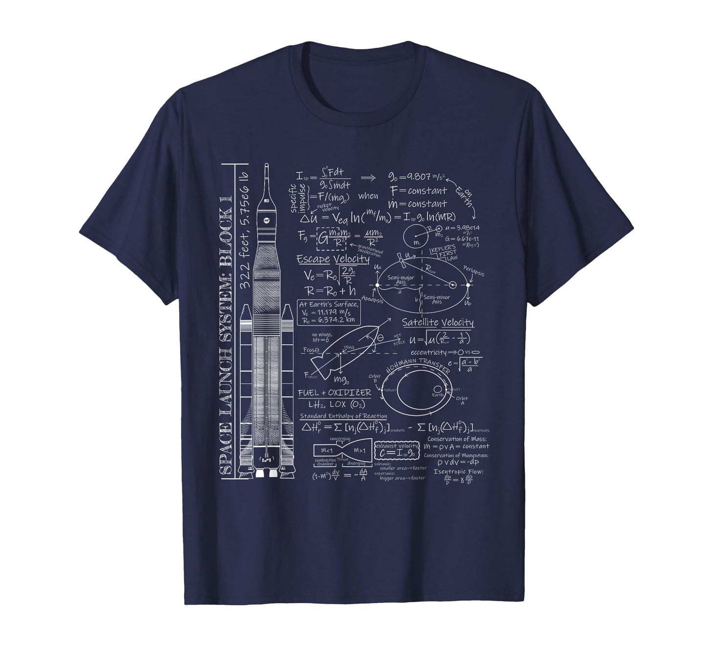 Space Launch Artemis SLS Rocket Science Equations T-Shirt