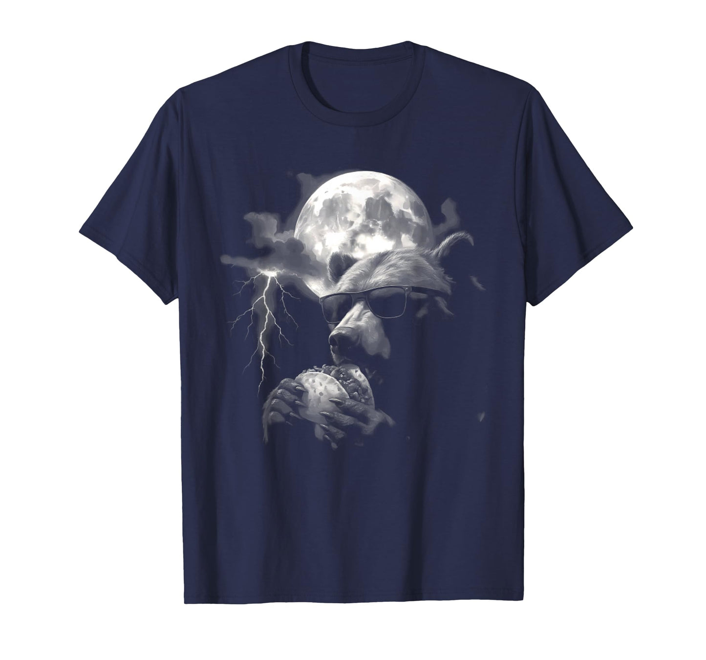 Bear Eating Taco Moon - Funny Weird Trashy Cursed Meme T-Shirt