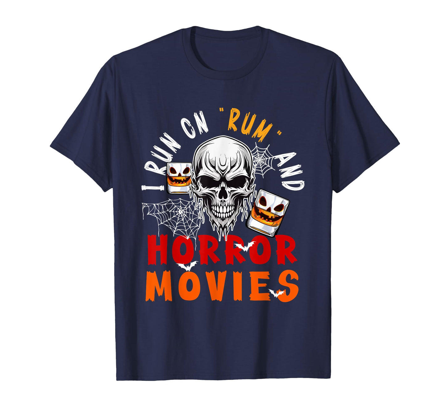 Running On Rum and Horror Movies Halloween Skull Drinker T-Shirt
