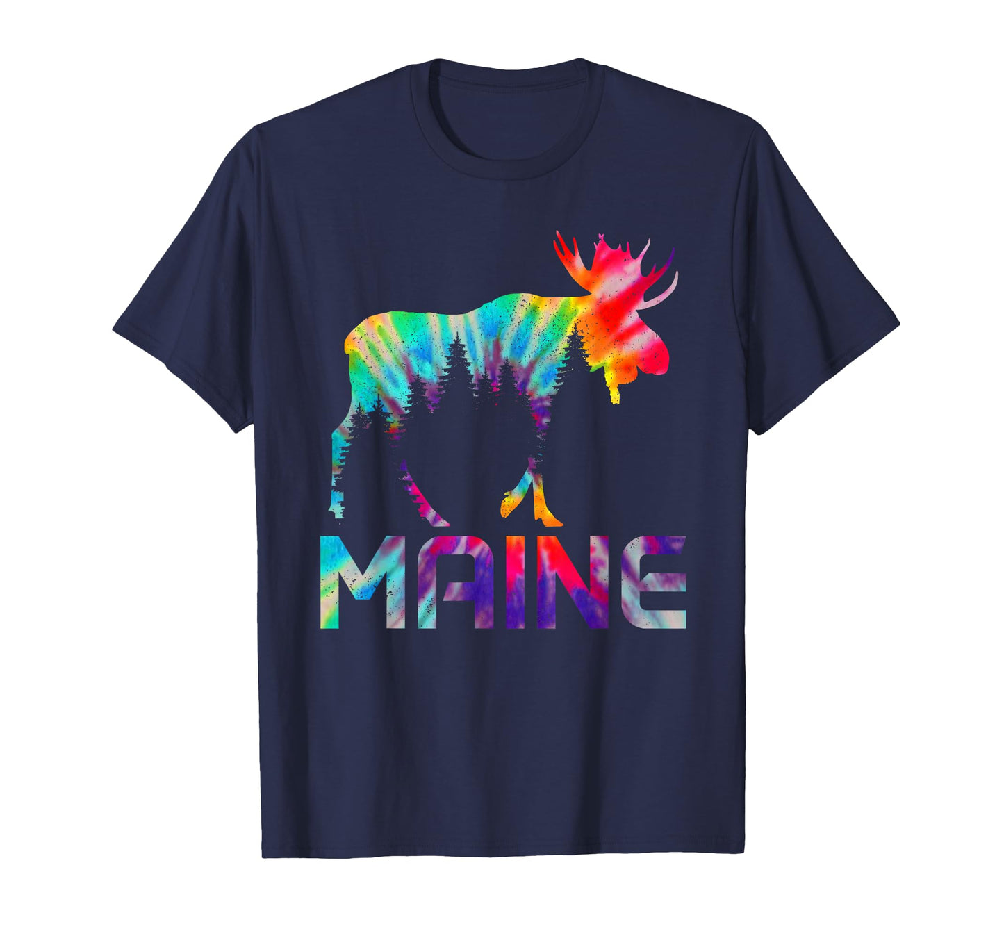 Maine Vintage Tie Dye Souvenir Elk T-Shirt