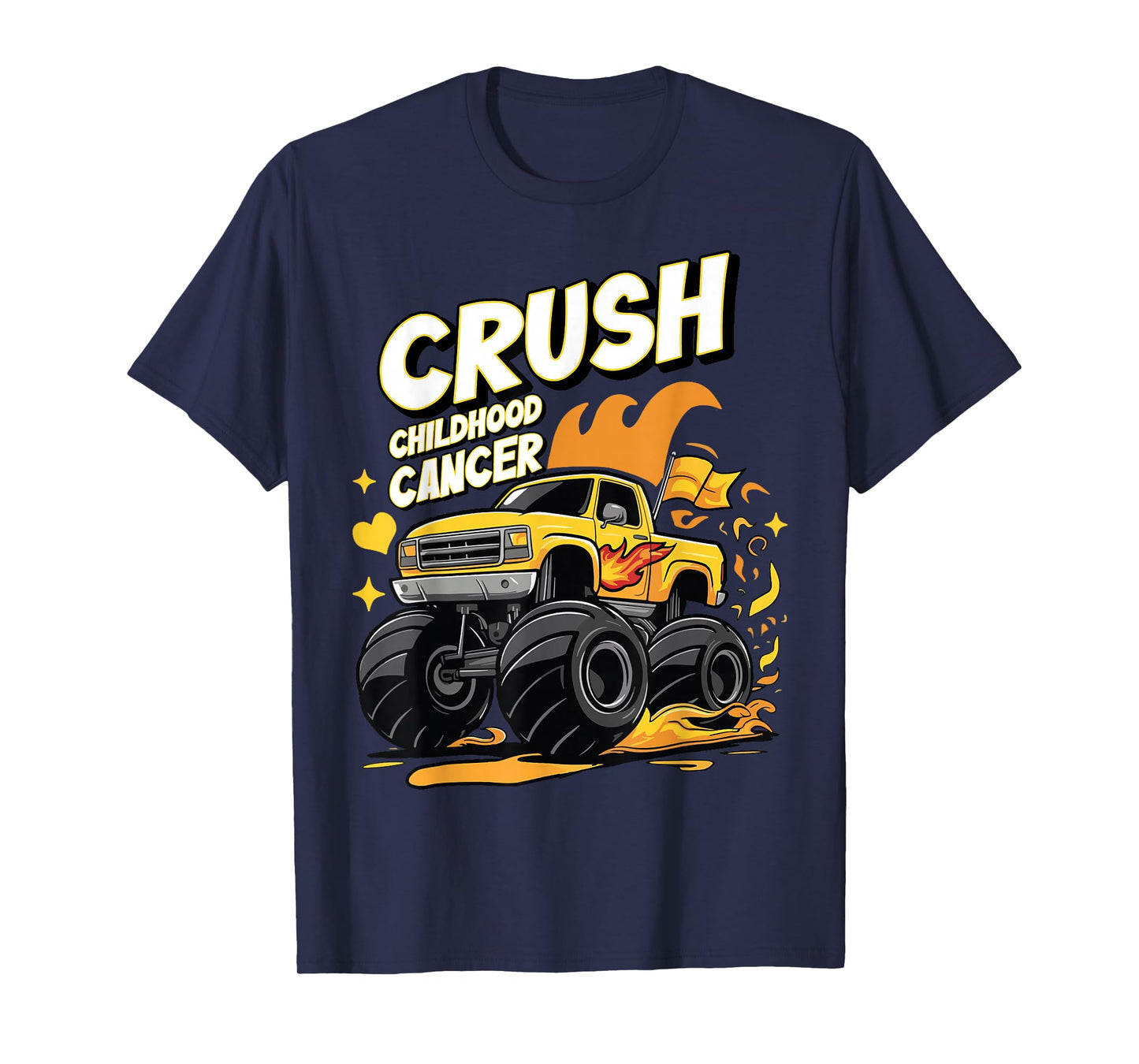 Crush Childhood Cancer Awareness Monster Truck Boys Girls T-Shirt