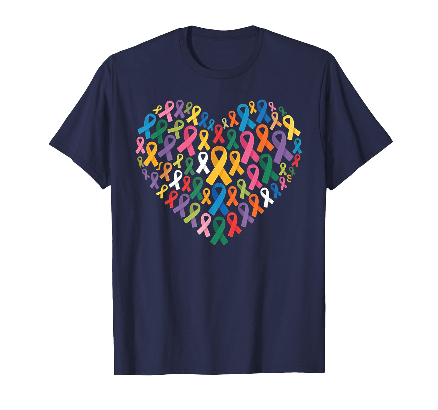 Fight cancer in all and every color rainbow ribbons heart T-Shirt