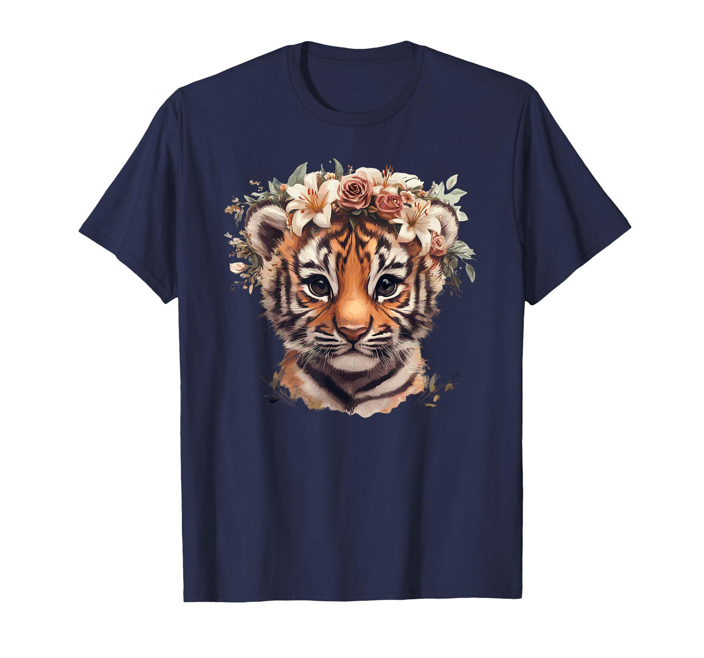 Adorable Tiger Cub With Floral Crown T-Shirt