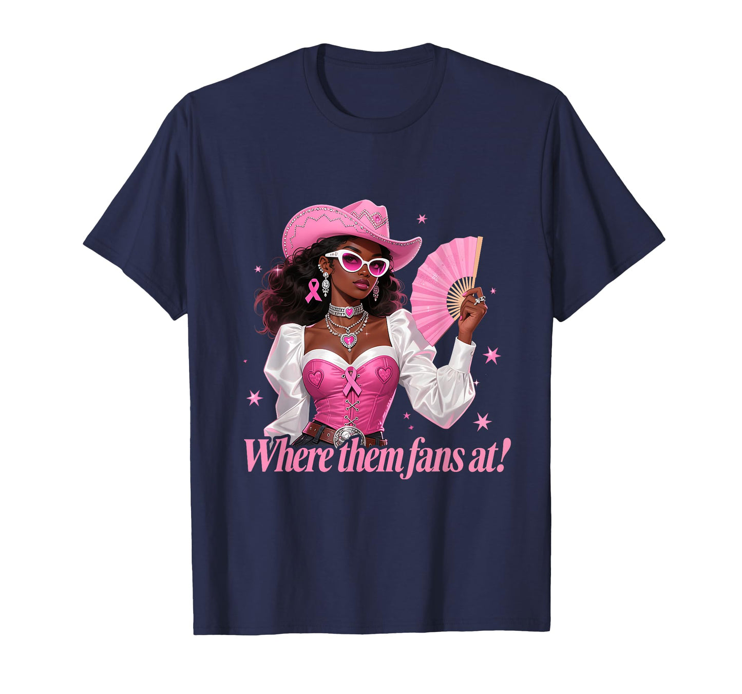 Pink Cowgirl Fan Funny Breast Cancer Support Look T-Shirt
