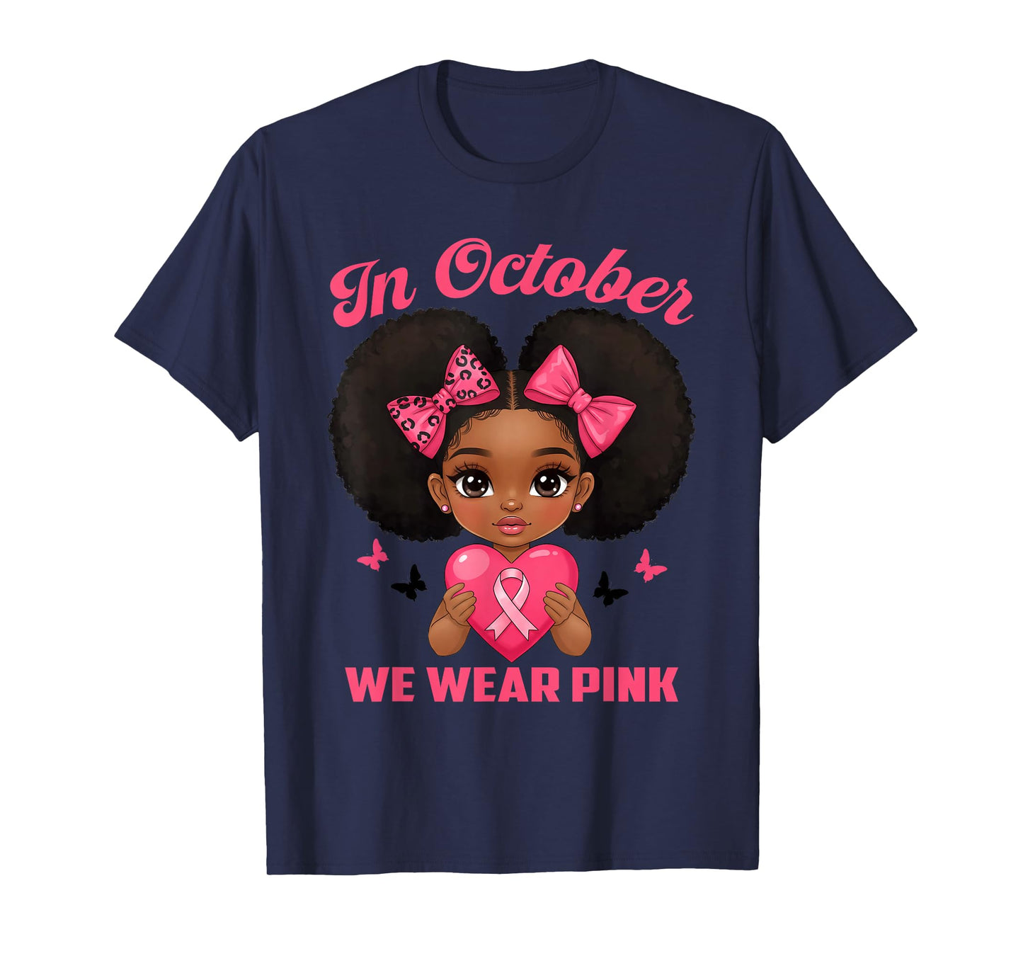 Messy Bun in October We Wear Pink Girls Toddlers T-Shirt