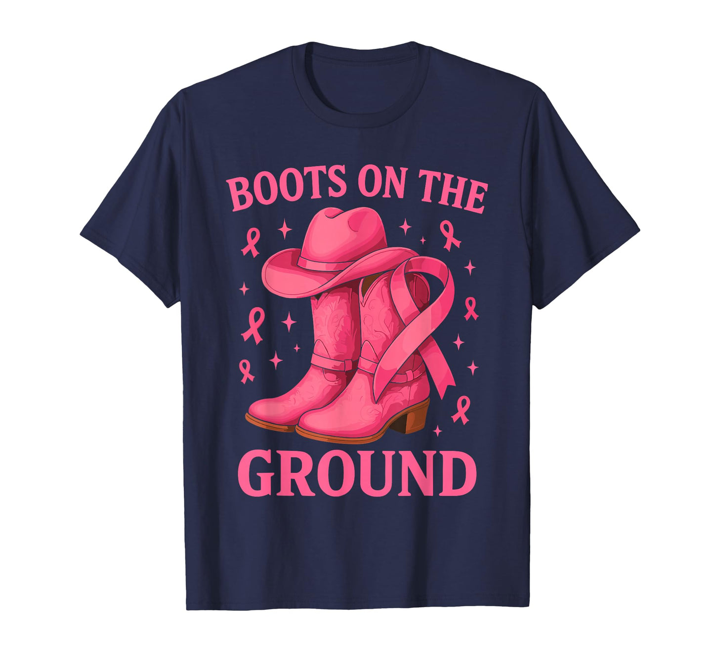 Breast Cancer Shirts for Women, Cowgirl Boots On The Ground T-Shirt