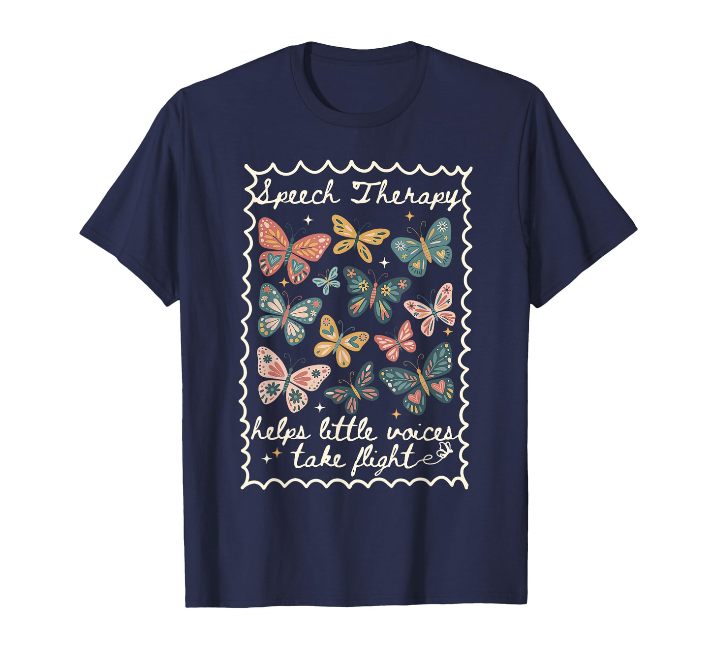 Stamp Speech Therapy Butterfly Speech Language Pathologist T-Shirt