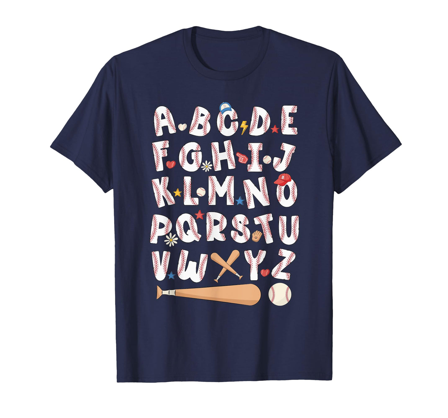 Alphabet Baseball ABCs Letters Kids Boys Girls Teacher T-Shirt