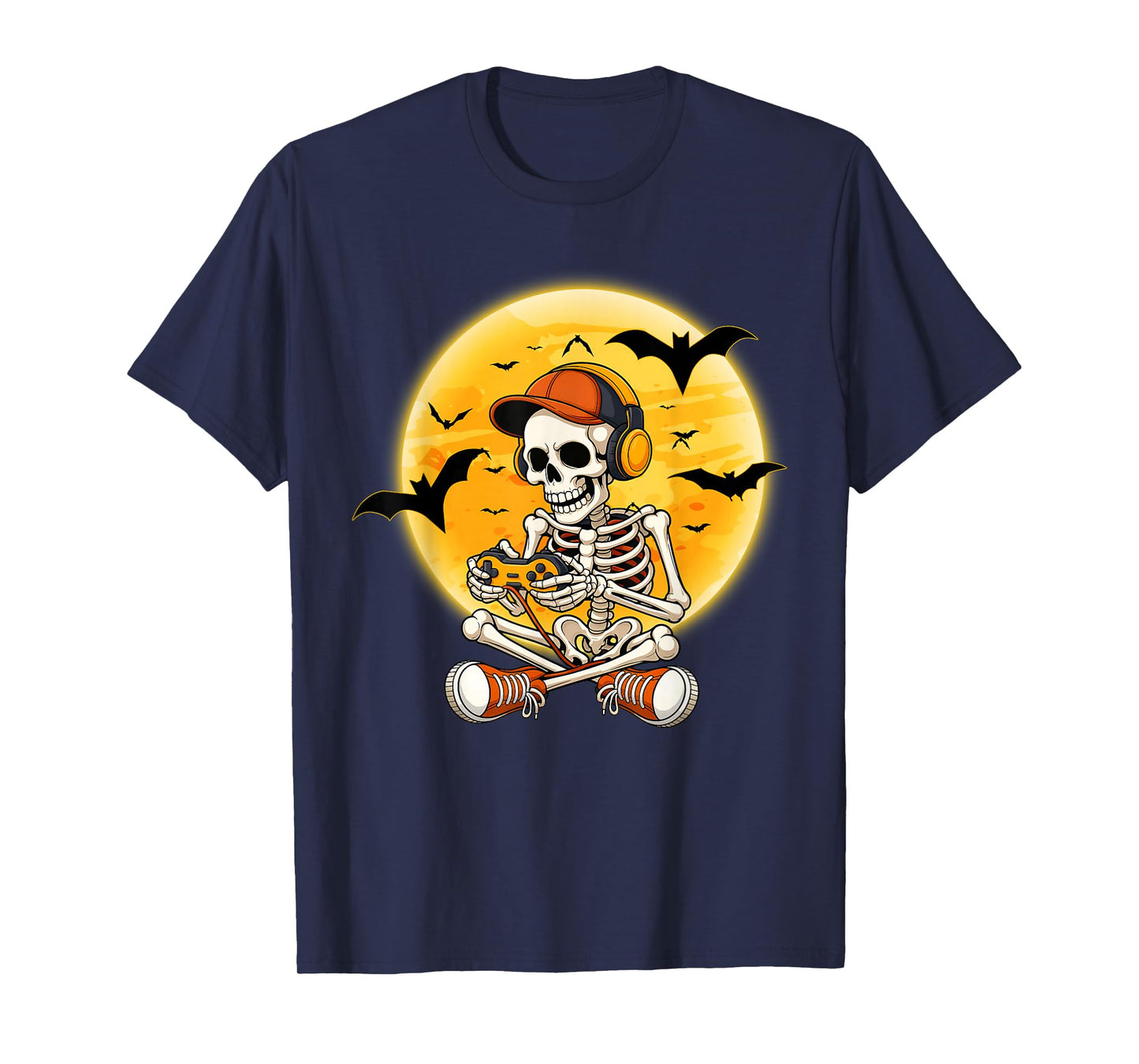 Halloween Skeleton Gamer Video Gaming Boys Men Kids T-Shirt