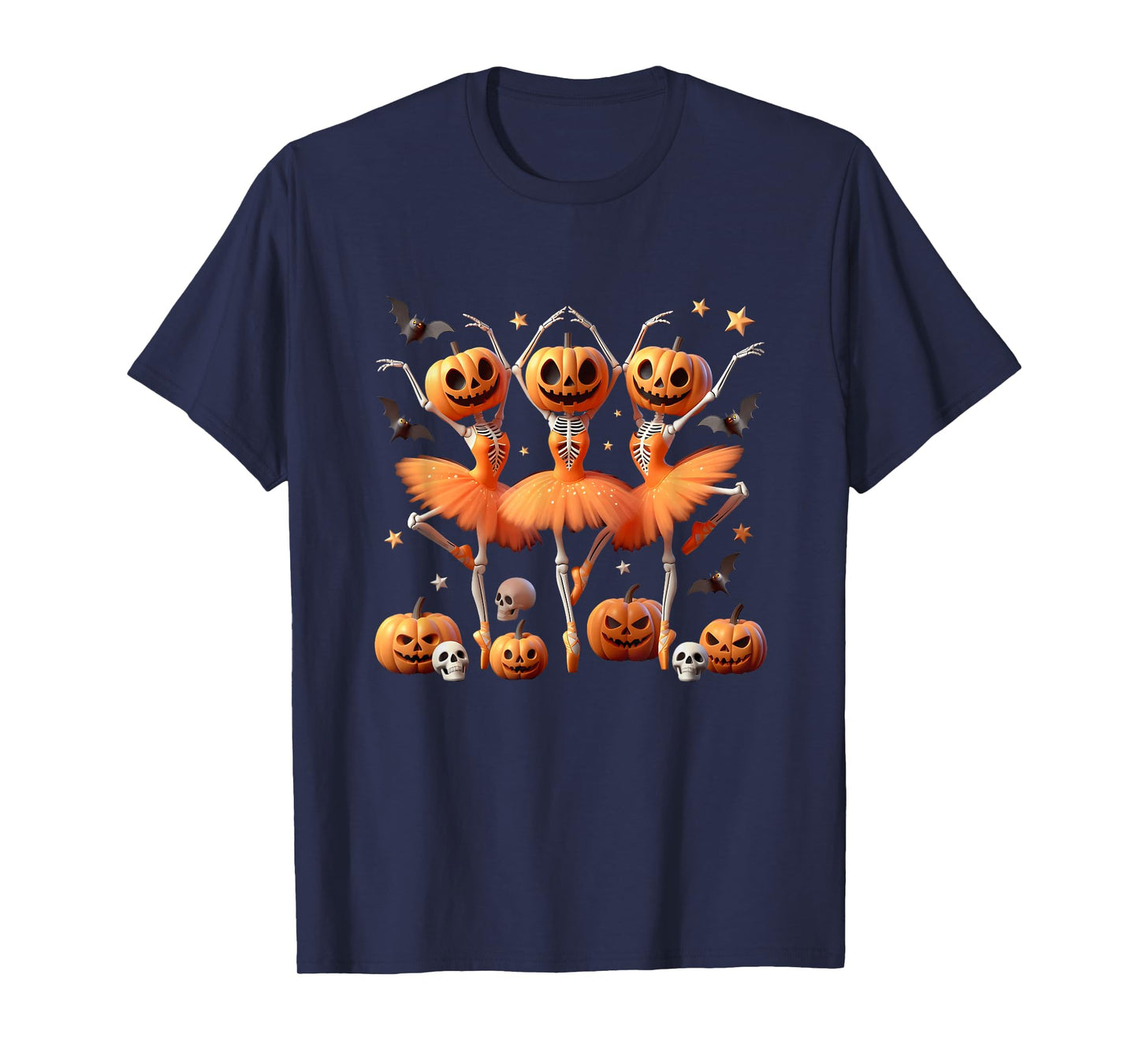 Halloween Pumpkin Skeleton Ballet Ghost Dancing Costume T-Shirt