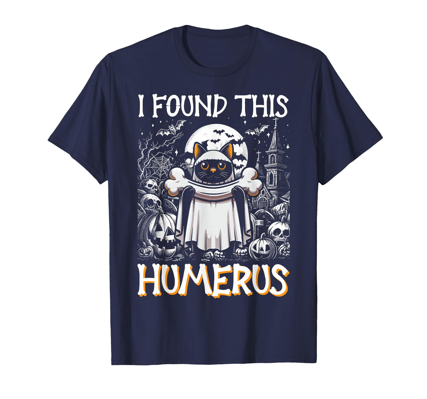 I Found This Humerus - Funny Cat Halloween T-Shirt