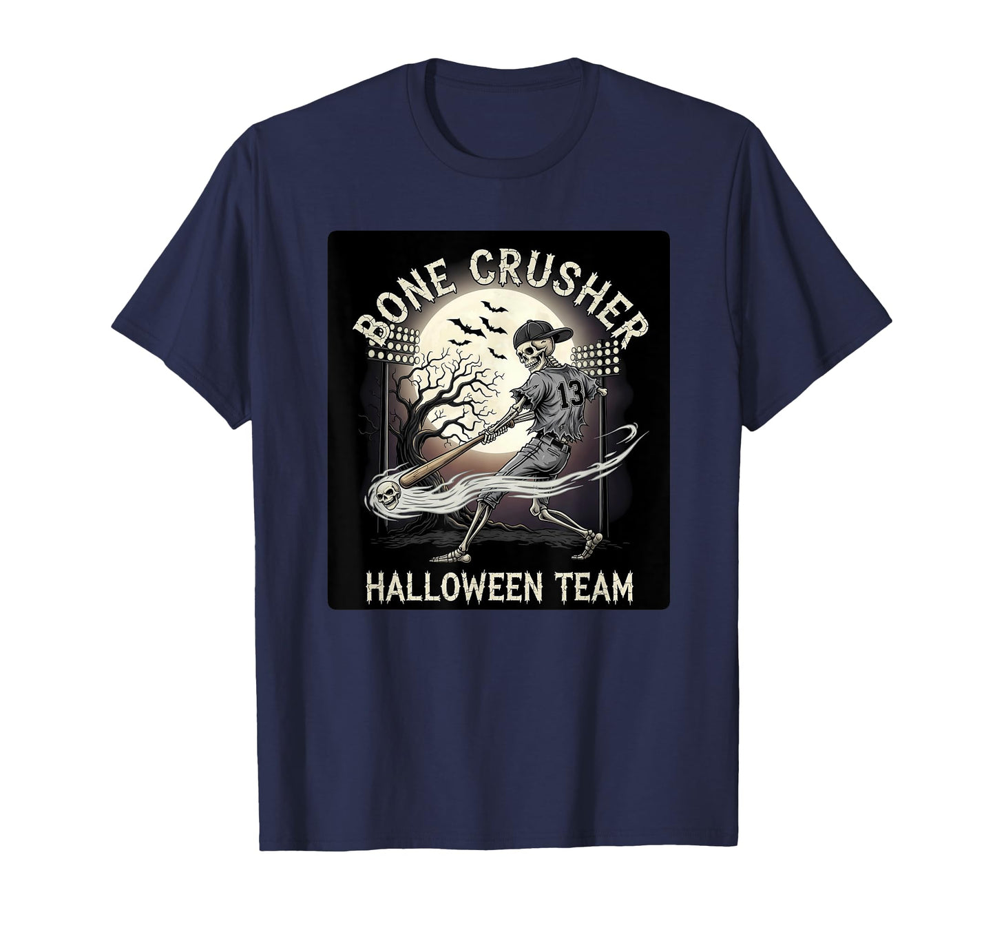 Skeleton Baseball Player Halloween Costume Funny Boys T-Shirt