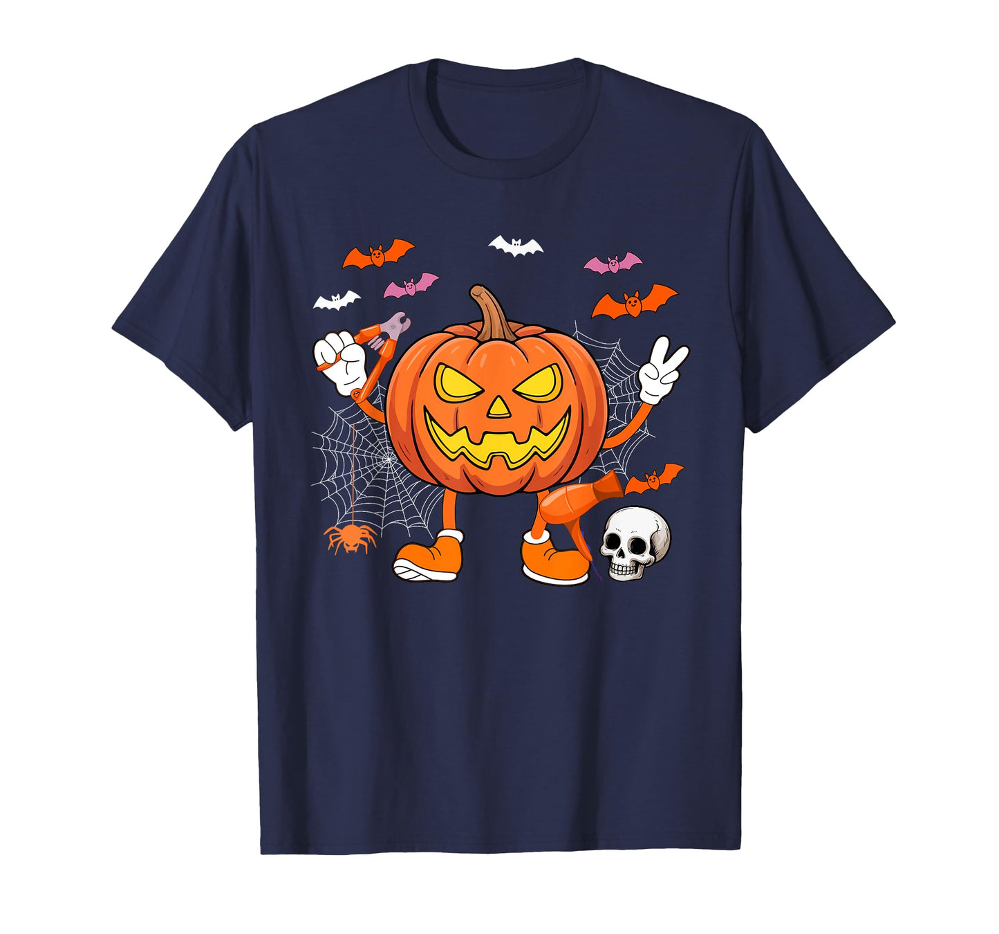 Dog Groomer Job Horror Carved Pumpkin Halloween Costume Team T-Shirt