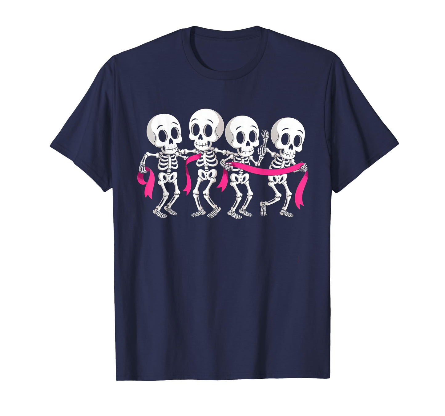 Breast Cancer Skeletons Dancing Awareness Pink Ribbon T-Shirt
