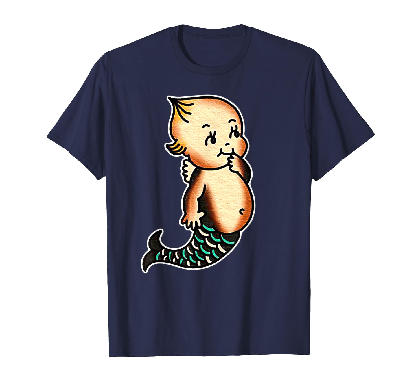 Kewpie Baby Mermaid Traditional Tattoo Flash T-Shirt