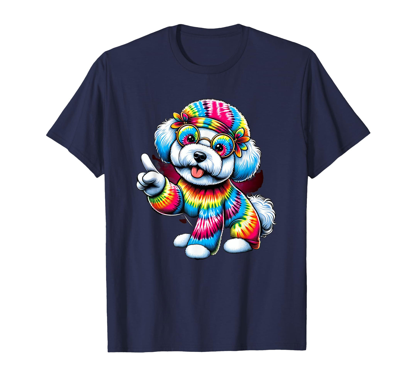 Peace Sign Tie Dye Bichon Frise Dog Men Women Kids T-Shirt
