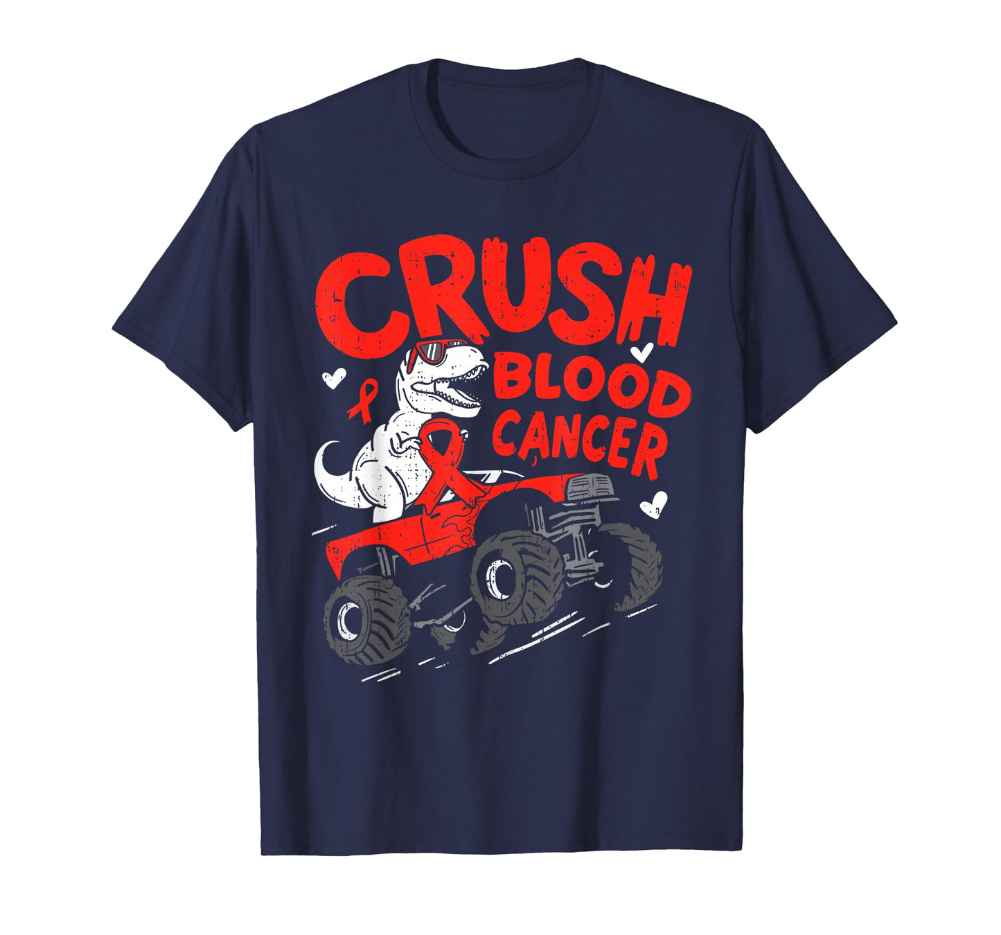 Crush Blood Cancer Awareness Dino T Rex Ribbon Red Boy Kid T-Shirt