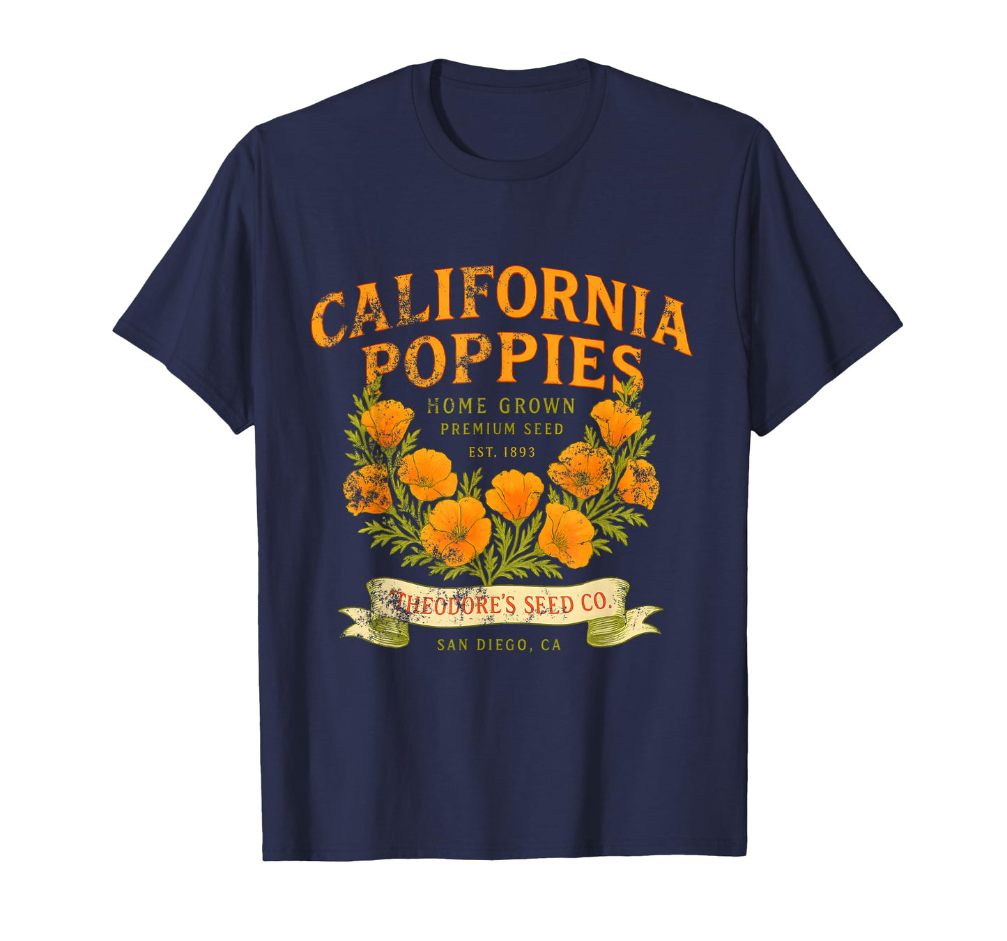 California Poppies Women Tee Vintage Floral Harvest Flowers T-Shirt