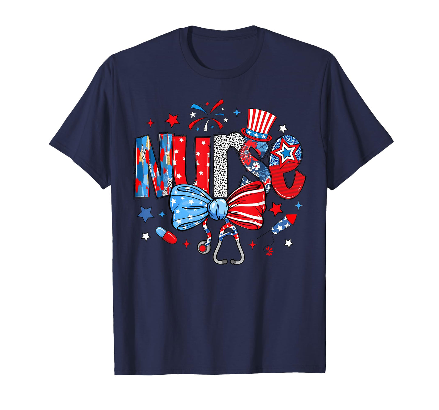 4th Of July Nurse American Flag Fourth Of July Independence T-Shirt