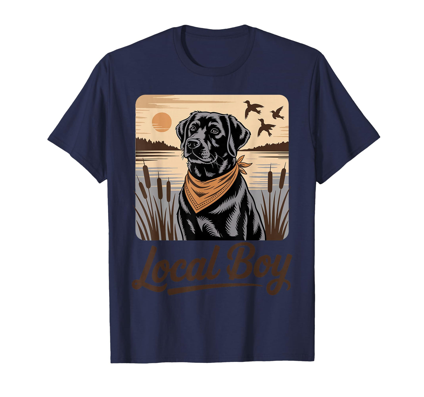 Local Boy Black Labrador Retro Vintage Sunset Southern Boy T-Shirt