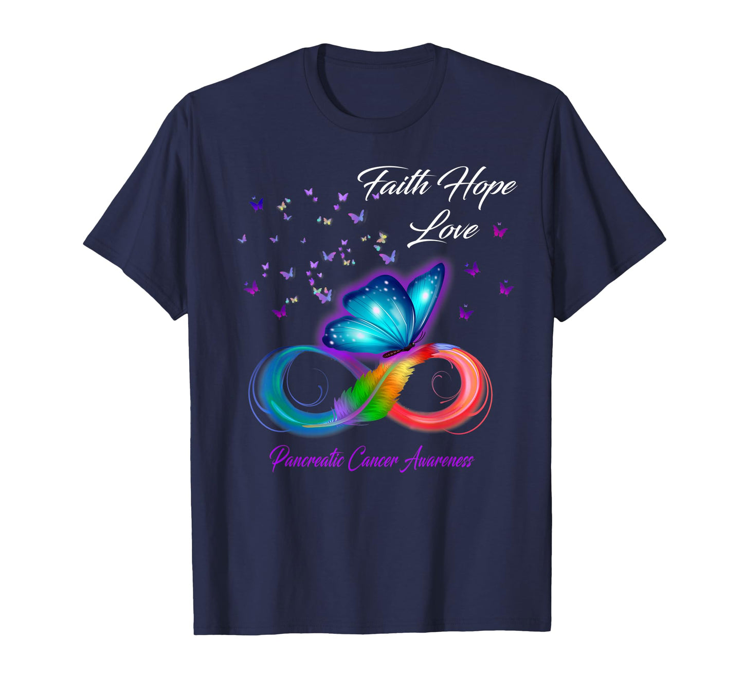 Butterfly Faith Hope Love Pancreatic Cancer Awareness T-Shirt
