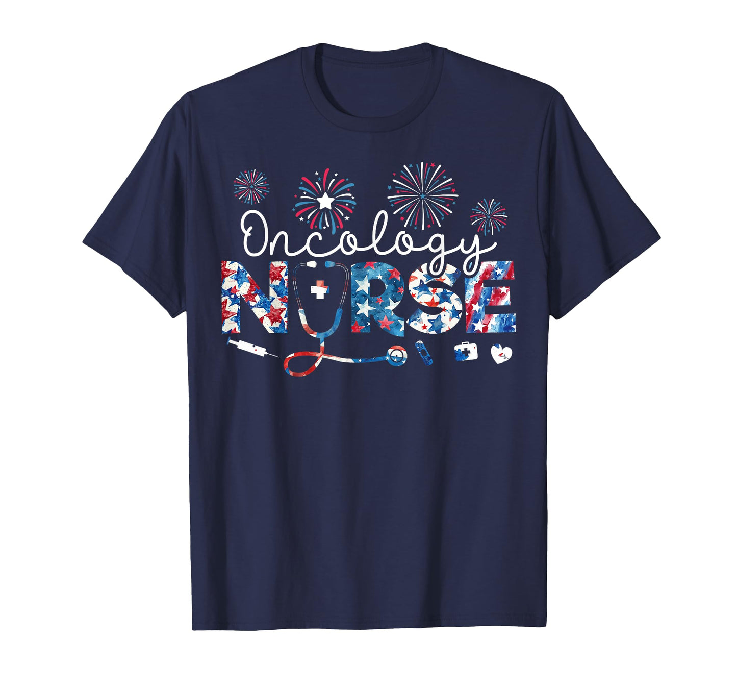 Oncology Nurse American Flag USA Patriotic 4th of July T-Shirt
