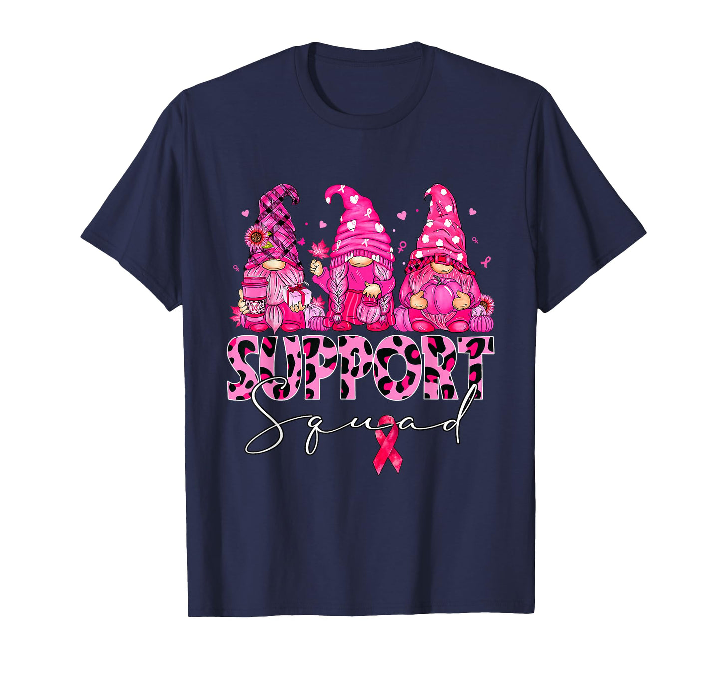 Support Squad Gnomes Breast Cancer Awareness Men Women Kids T-Shirt