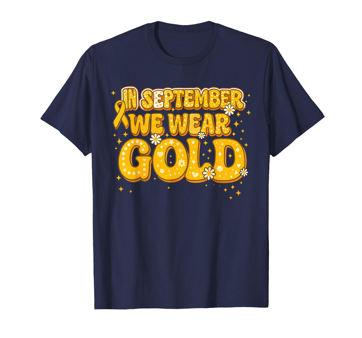 Groovy in September We Wear Gold Childhood Cancer Awareness T-Shirt