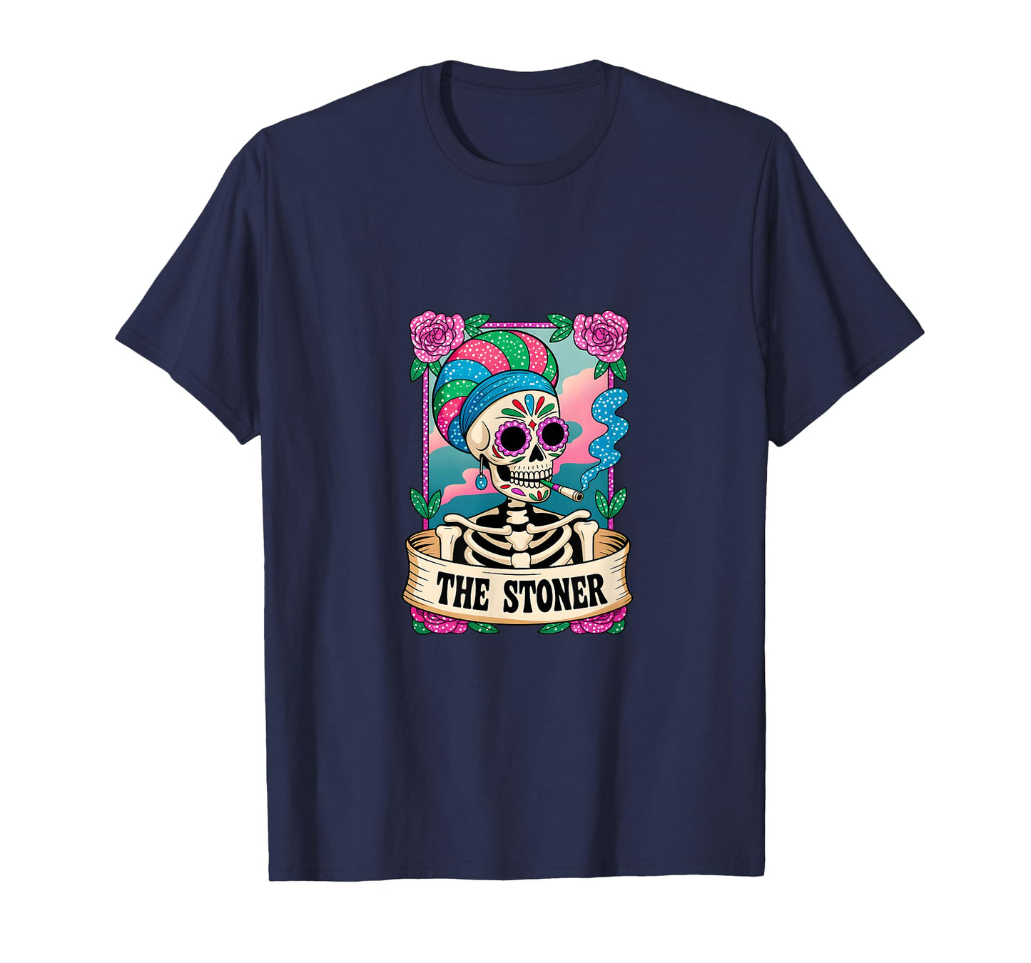 The Stoner Colorful Skeleton Tarot Design T-Shirt