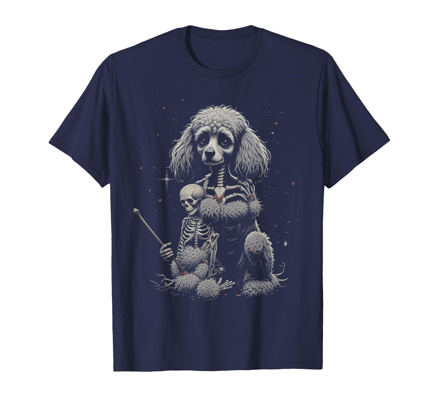 Skeleton Hugging Poodle Halloween Lover Mom Dad T-Shirt