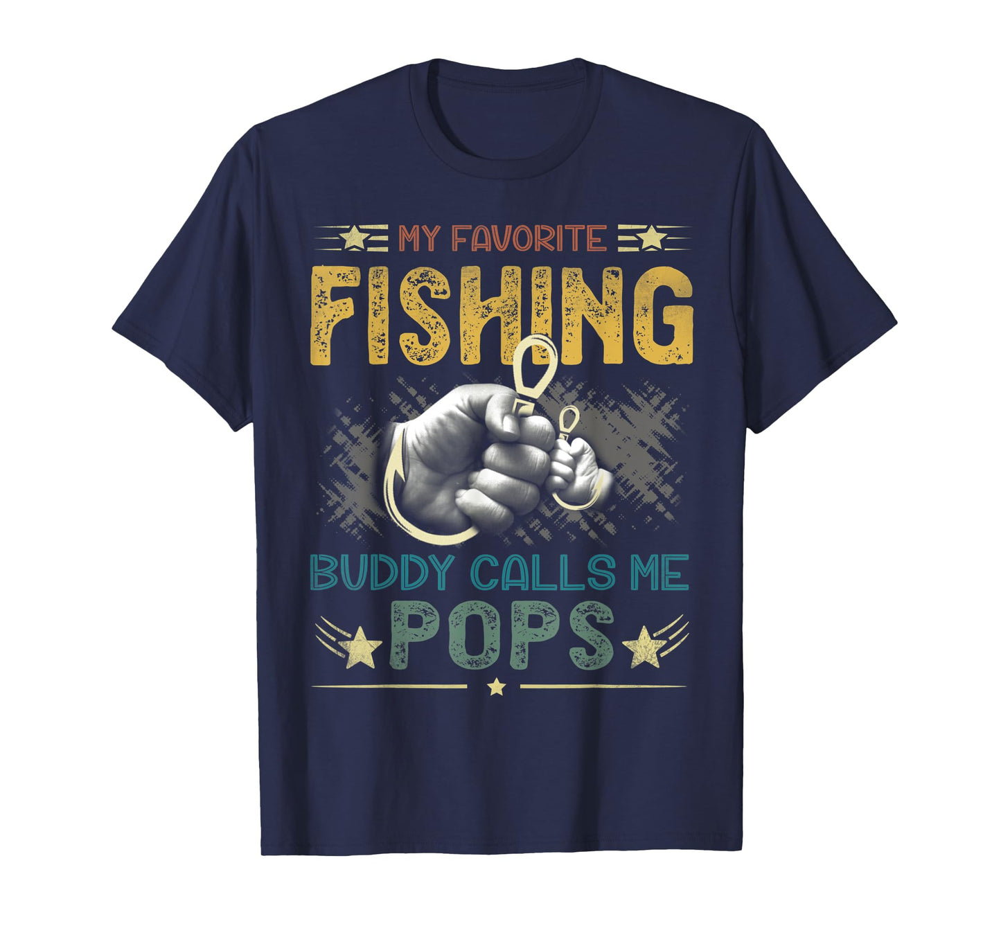 Mens Mens My Favorite Fishing Buddy Calls Me Pops Fathers Day T-Shirt