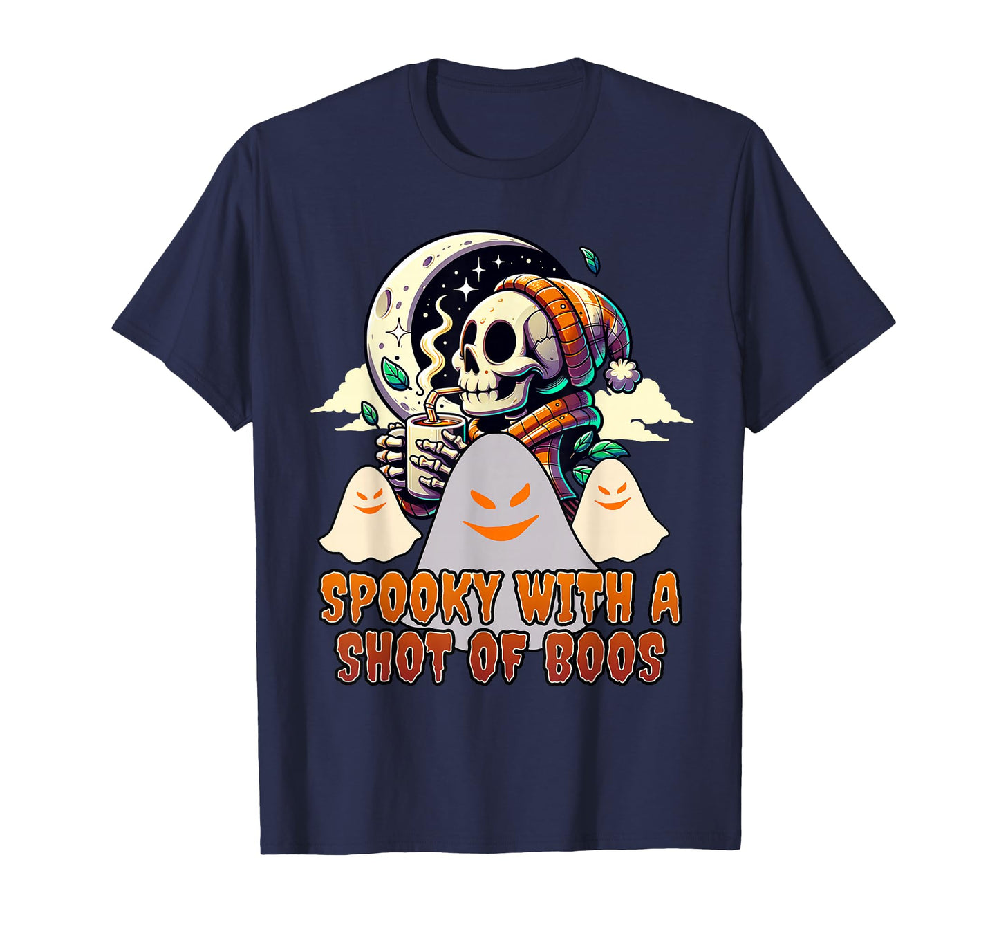 Cute Spooky with a Shot of Boos Skeleton Coffee & Ghosts T-Shirt