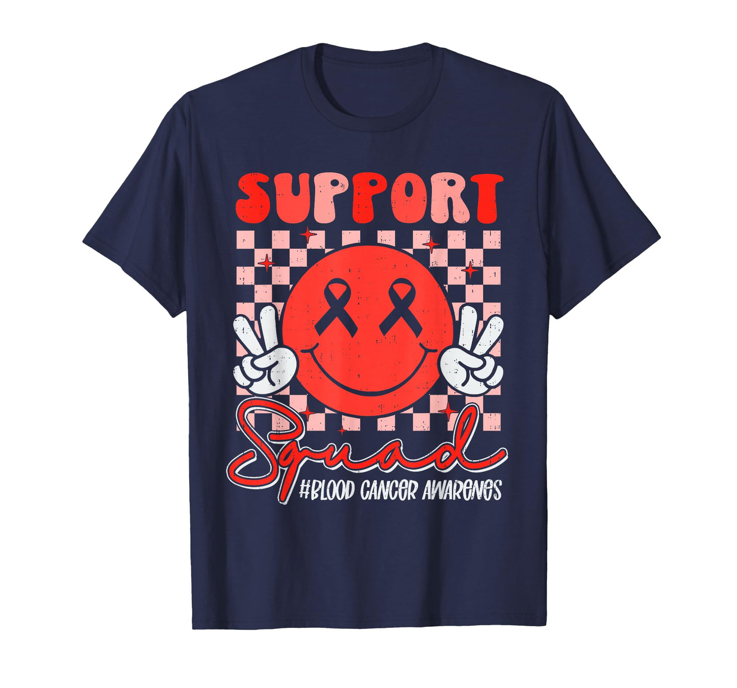 Blood Cancer Awareness Smile Ribbon Red Support Boy Kid Girl T-Shirt