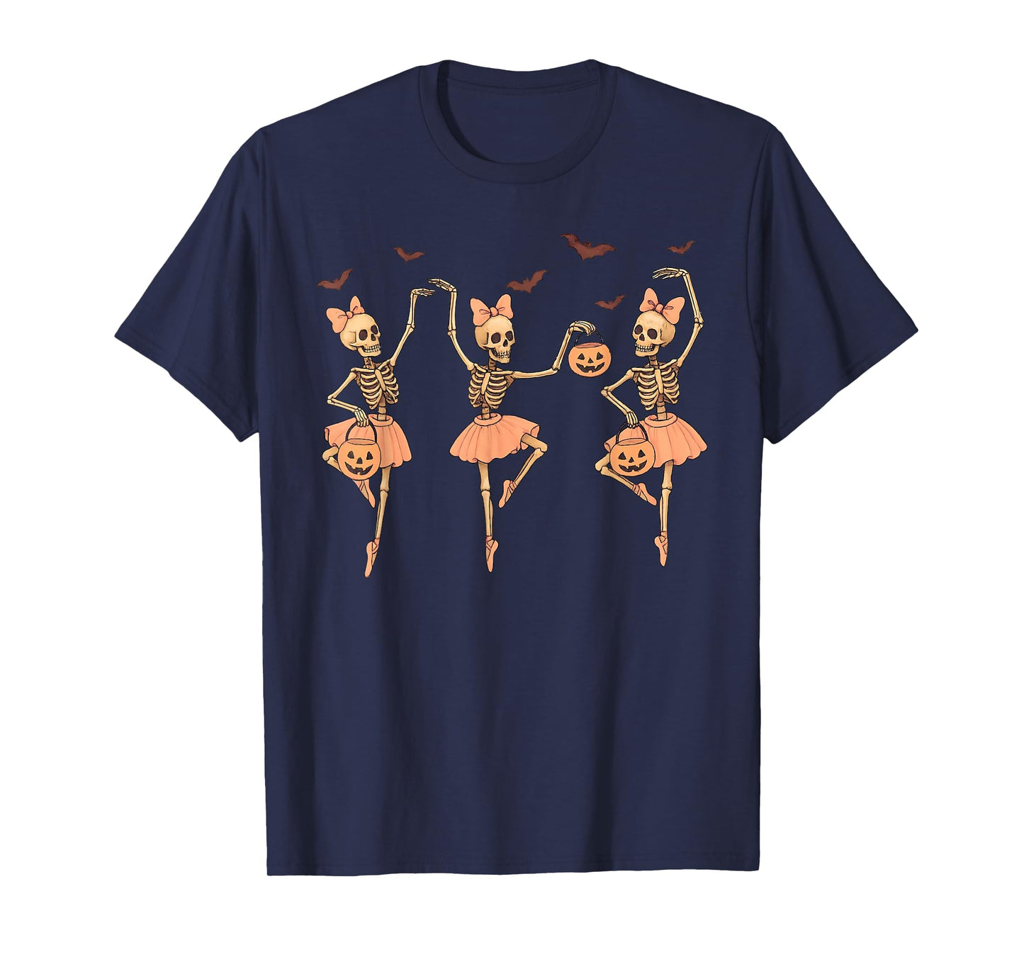 Ballet Pumpkin Skeleton Scary Halloween Men Women Boys Girl T-Shirt