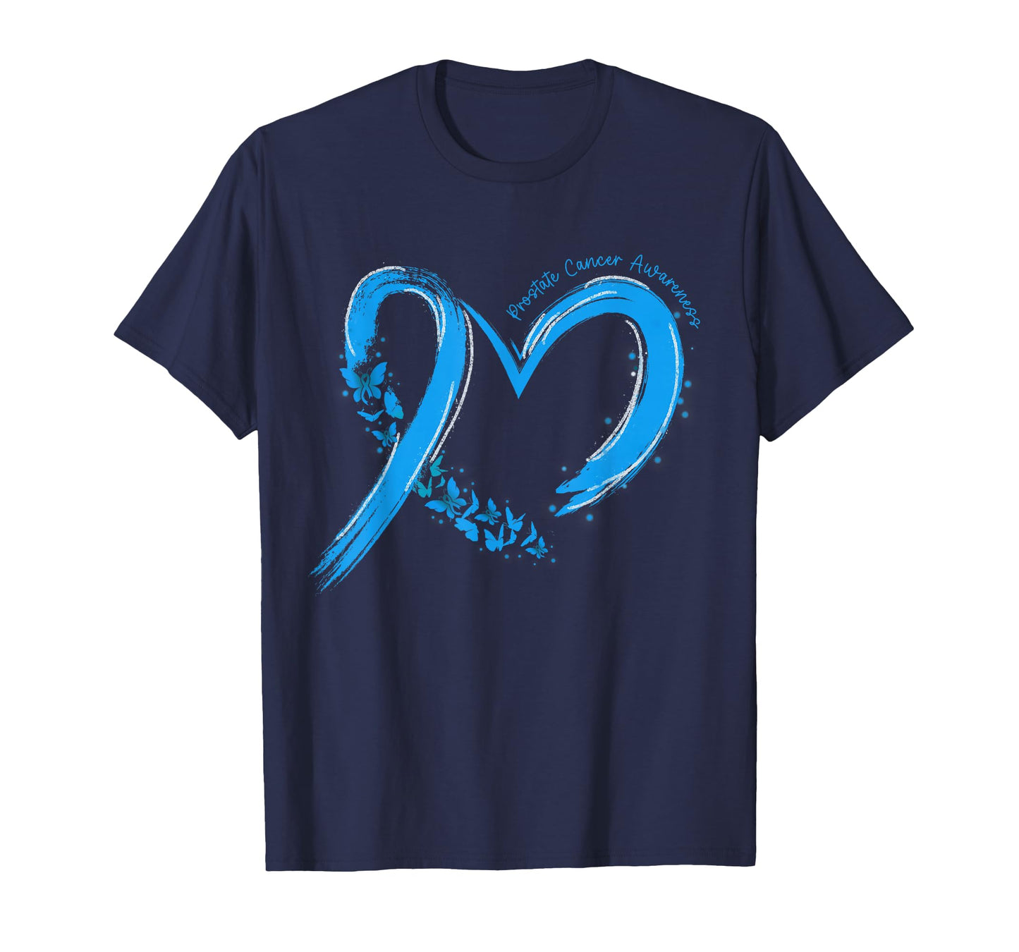 Prostate Cancer Awareness Heart Ribbon Light Blue Support T-Shirt