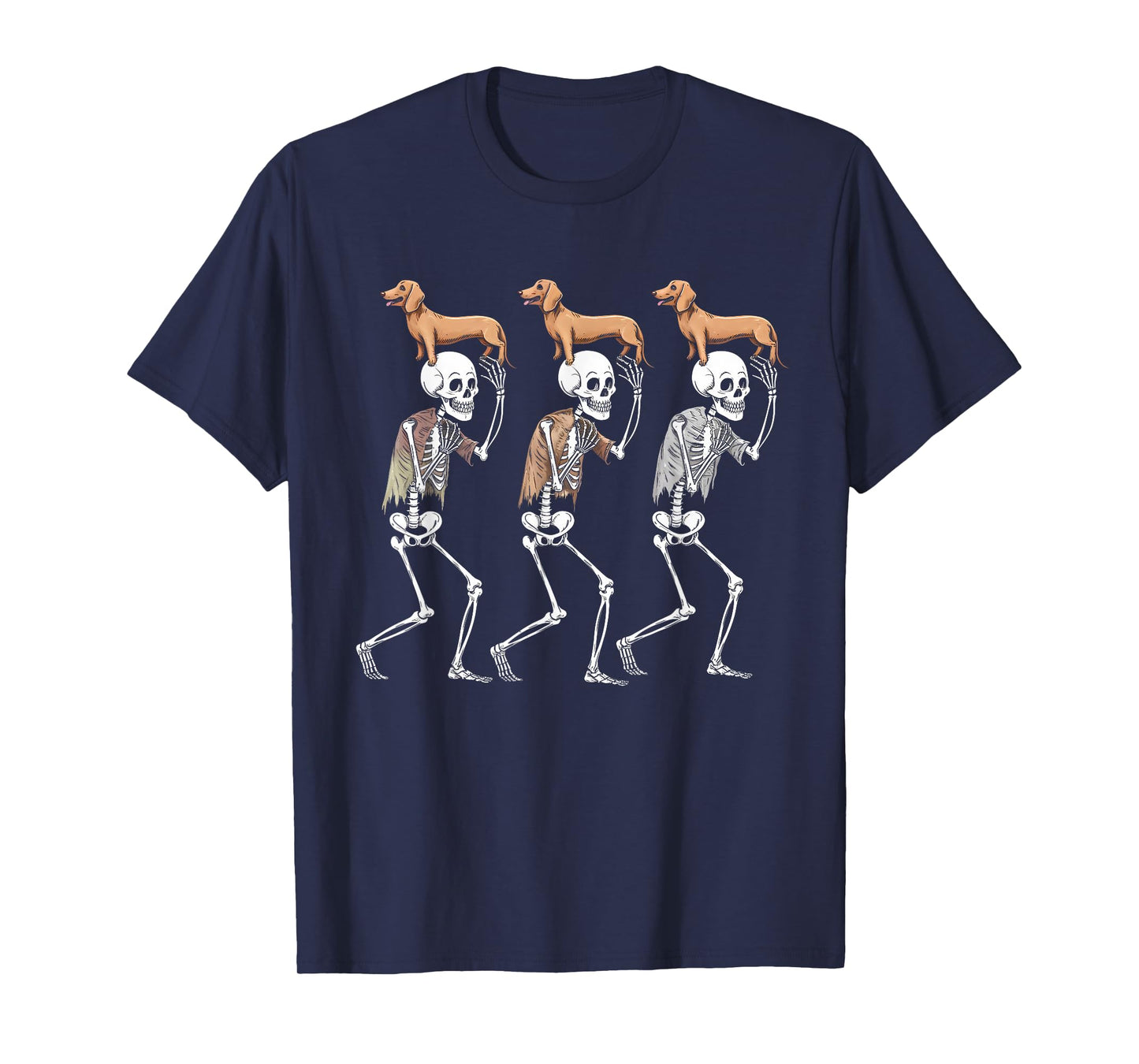 Cute Dancing Skeletons Dachshund Funny Halloween Men & Women T-Shirt