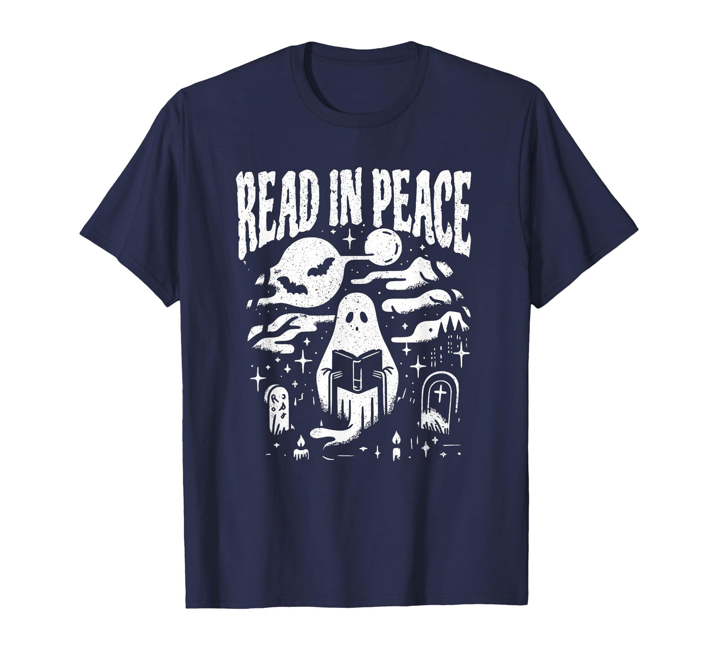 Read in Peace Skeleton Reading Book Halloween Bookish T-Shirt
