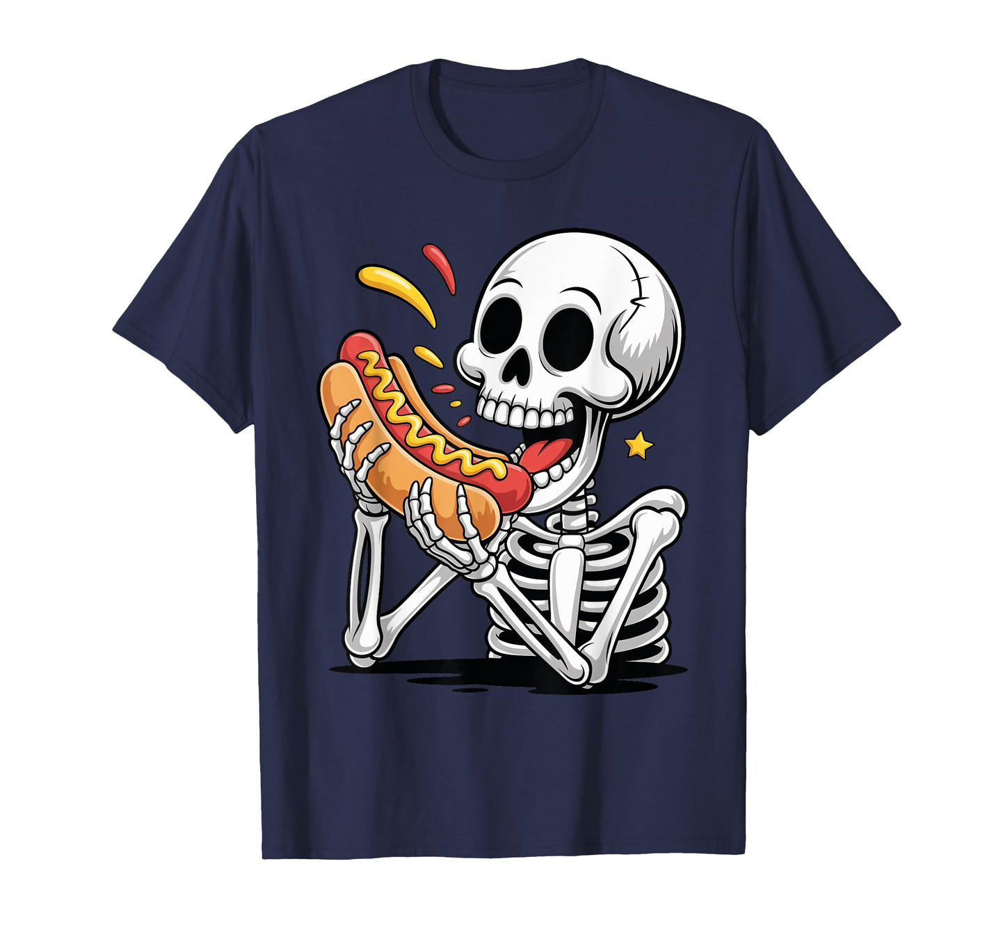 Halloween Skeleton Eating Hot Dog Funny Kids Trick or Treat T-Shirt