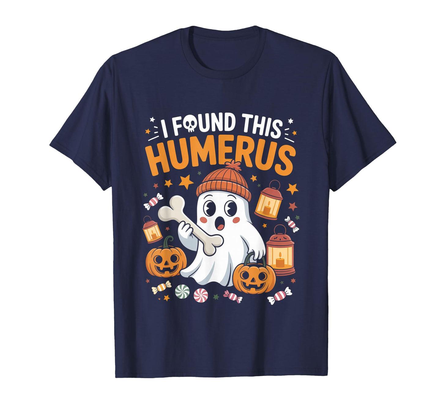 Ghost I Found This Humerus Funny Halloween Skeleton Women T-Shirt