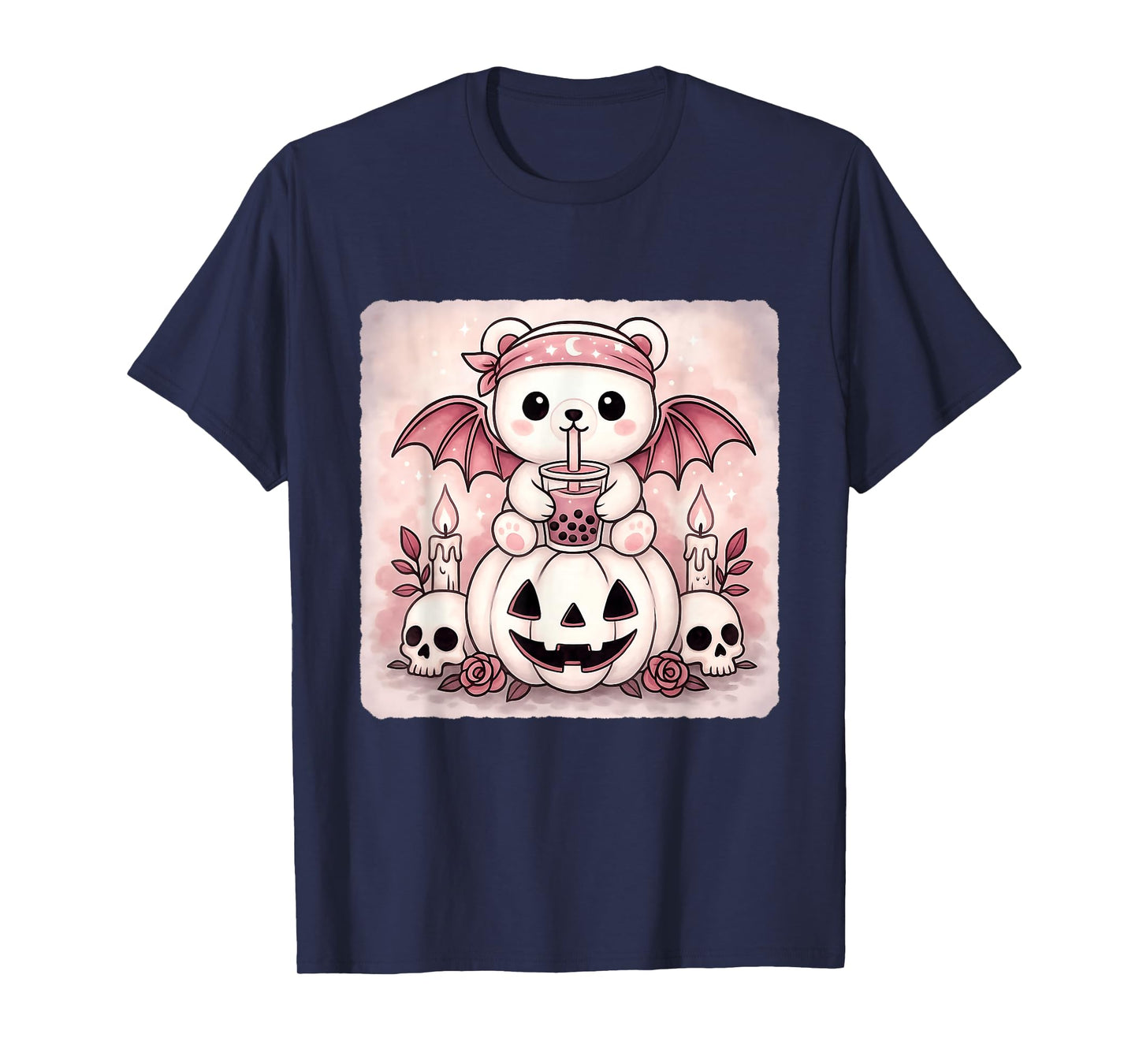 Ice Bear Bat Kawaii Pastel Goth Creepy Cute Skeleton T-Shirt