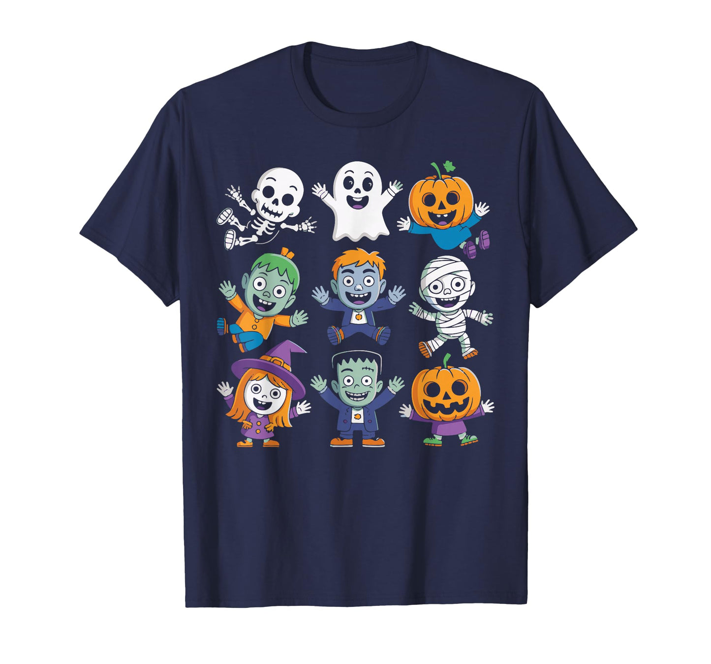 Spooky Skeleton Ghost Pumpkin Dance Halloween Outfit Kids T-Shirt