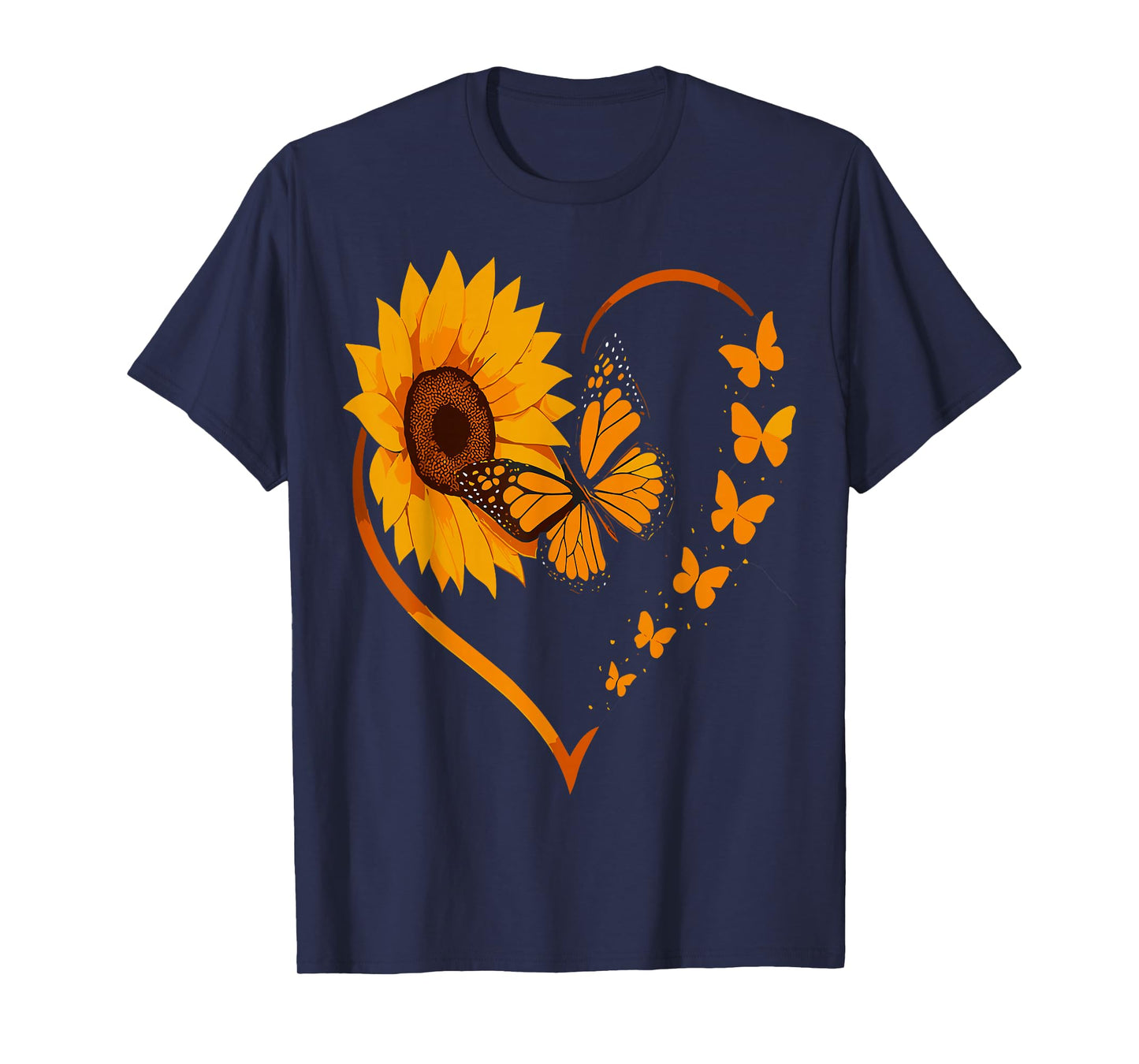 Sunflower Butterfly Heart Shirt – Bright Floral Nature T-Shirt