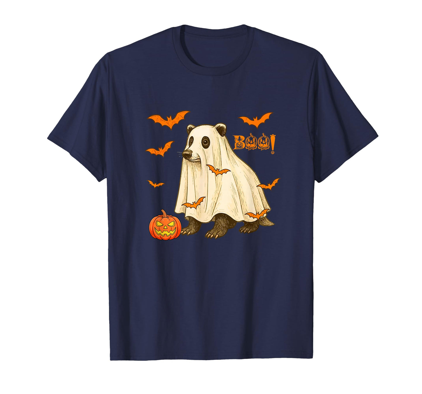Boo Halloween Badger Cosplay Ghost Costume Animal Lover T-Shirt