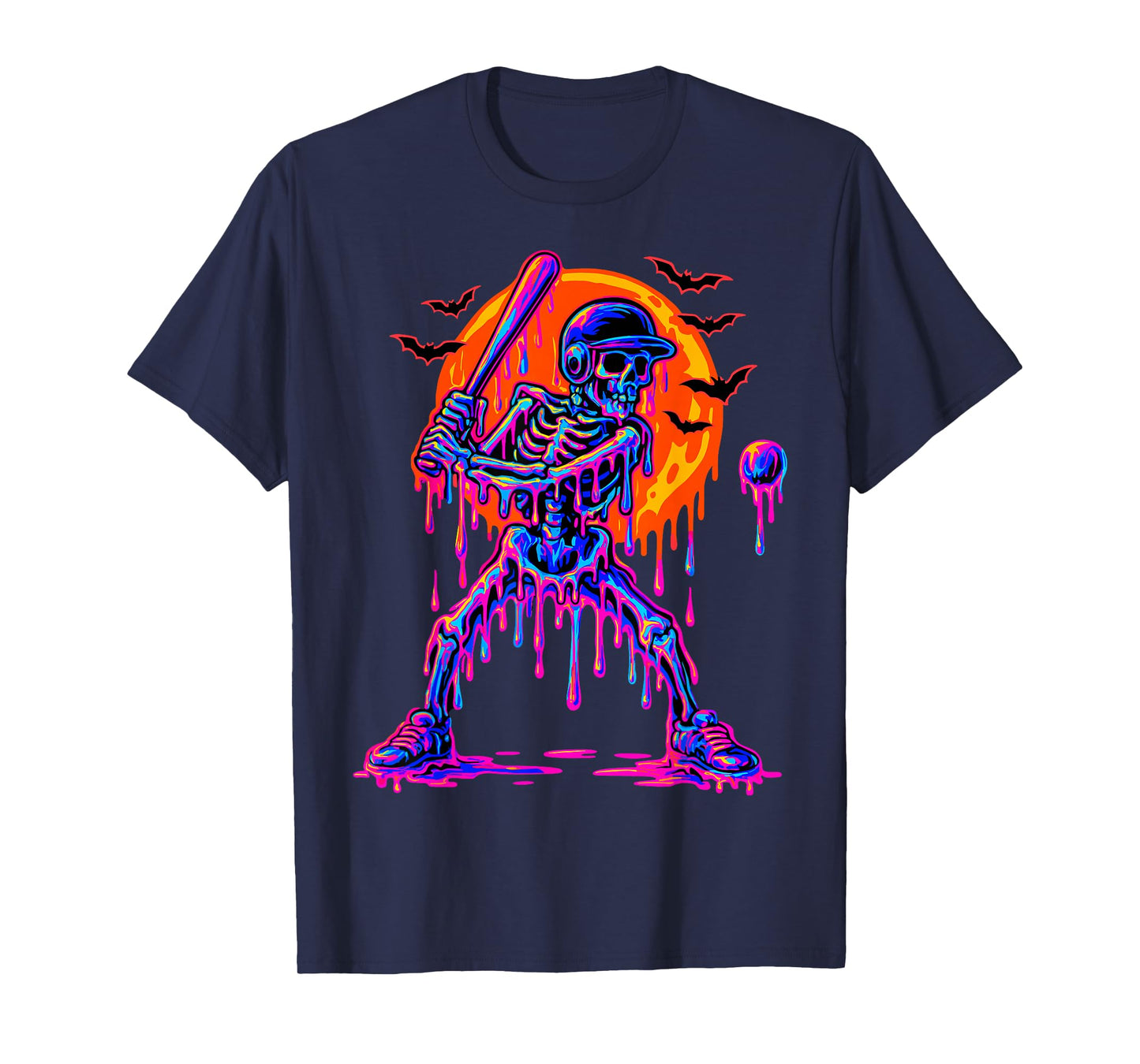 Drip Skeleton Batting Baseball Halloween T-Shirt