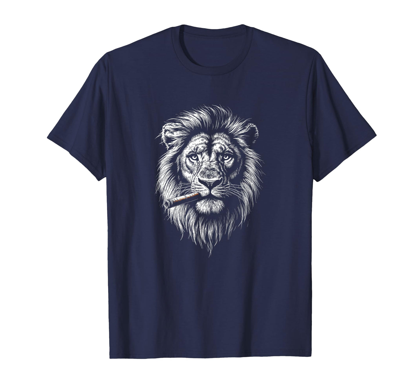 Lion Smoking Cigar, Funny Edgy Boss Ironic Rebel Punk Black T-Shirt