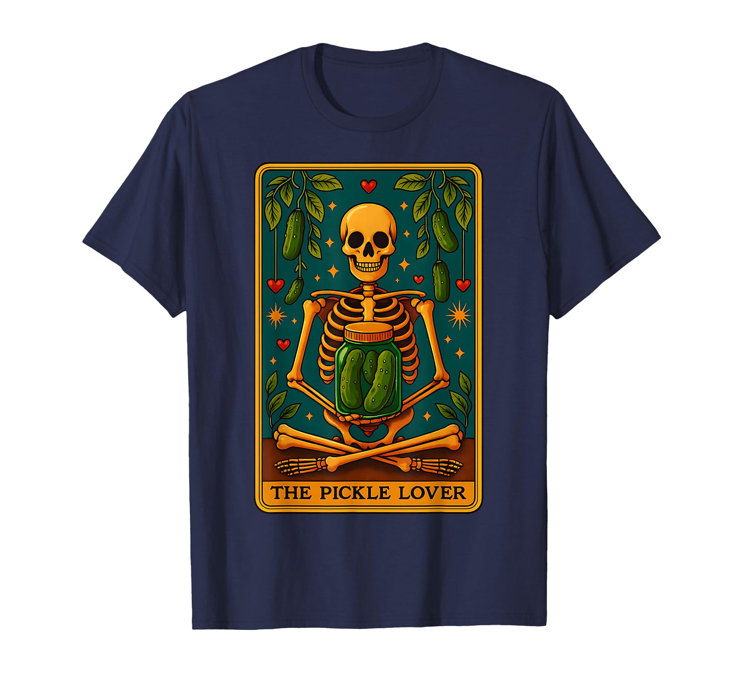 The Pickle Lover Tarot Card Funny Pickle Foodie Skeleton T-Shirt