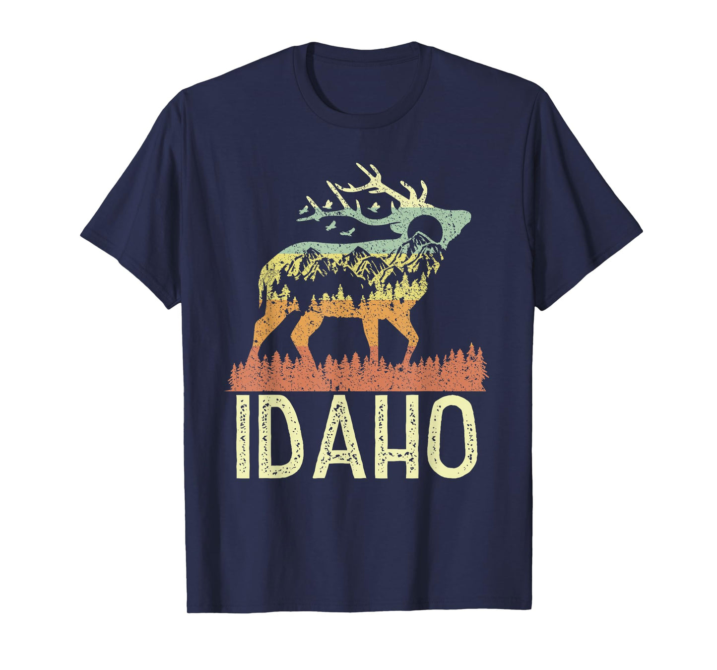 Idaho Retro Mountain Vintage Elk Hiking Men Women Kids Gift T-Shirt