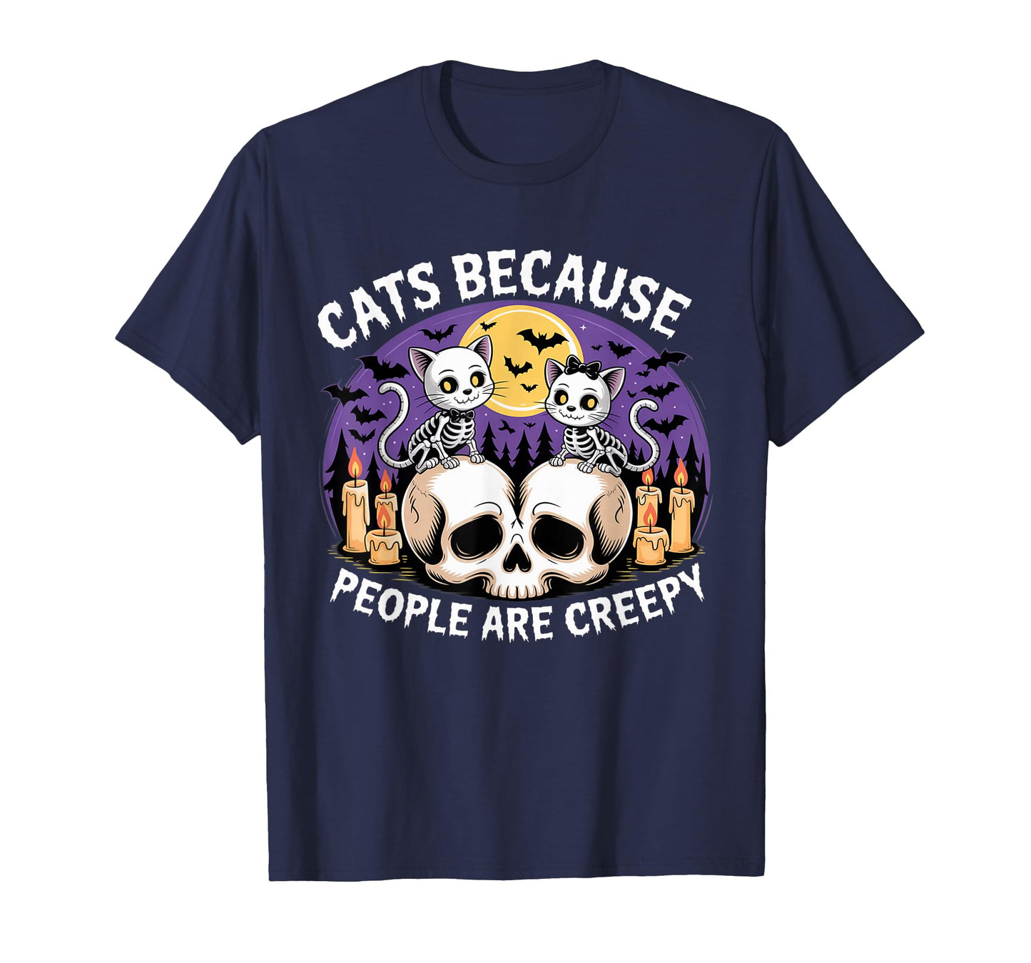 Cats Because People are Creepy Ghost Halloween Cat Mom Kids T-Shirt