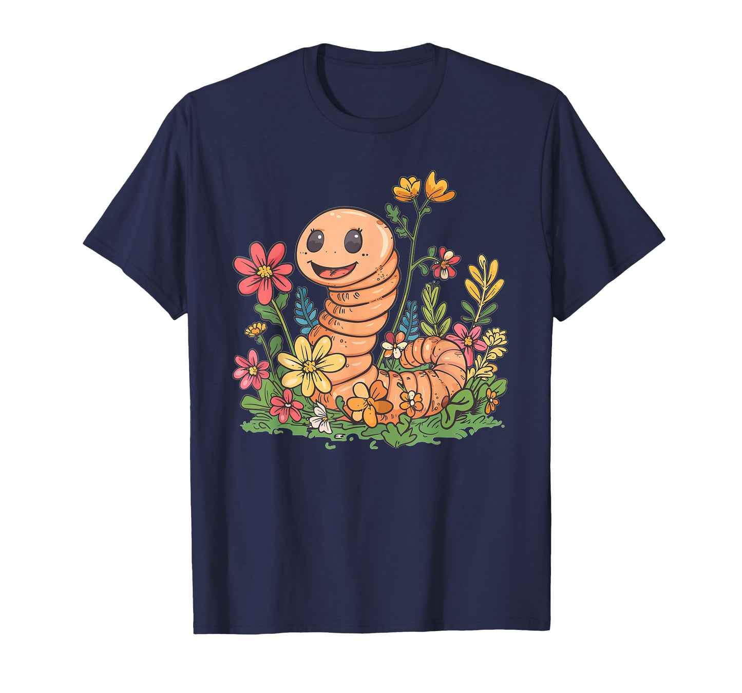 Cute Worm With Flowers I Kids Worm T-Shirt